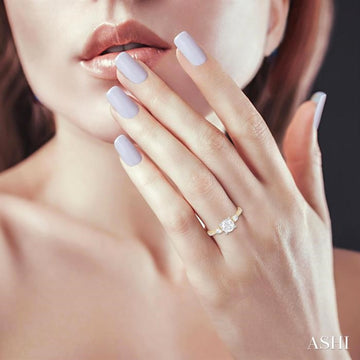 3/8 Ctw Pear and Round Cut Diamond Semi-Mount Engagement Ring in 14K Yellow and White Gold